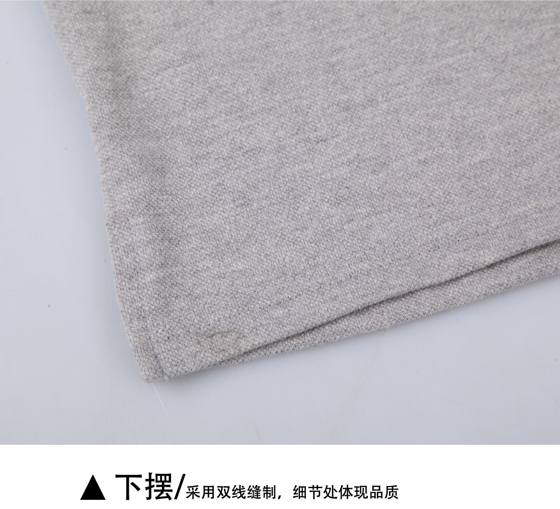 夏季男士短袖T恤工作服 修身灰色青春t恤衫工作服下摆展示