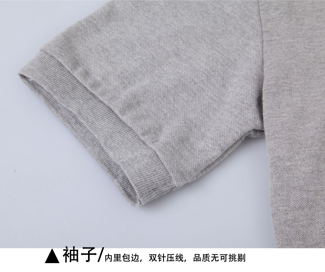 夏季男士短袖T恤工作服 修身灰色青春t恤衫工作服袖子展示