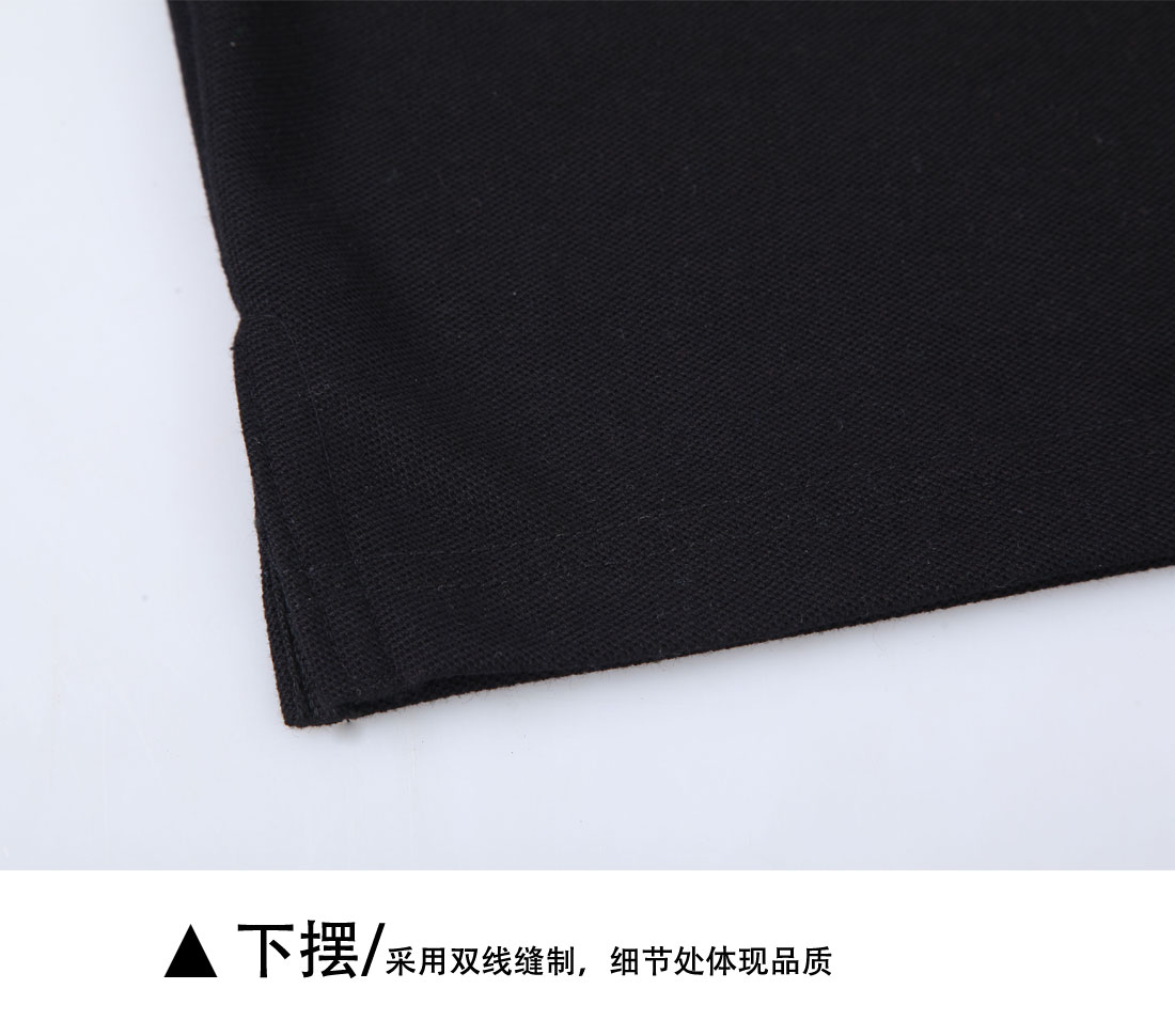 夏季新品 修身短袖T恤工作服 黑色纯棉潮流T恤衫工作服下摆展示
