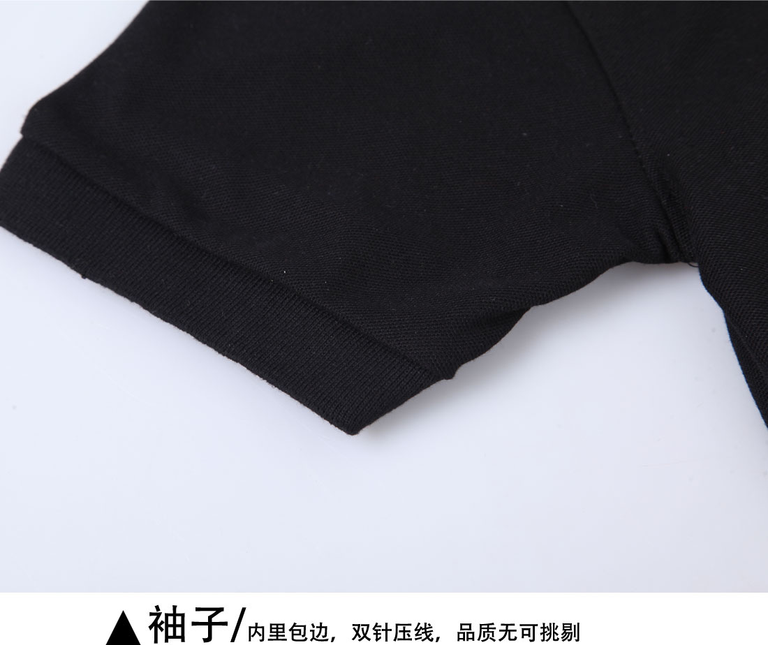 夏季新品 修身短袖T恤工作服 黑色纯棉潮流T恤衫工作服袖子展示