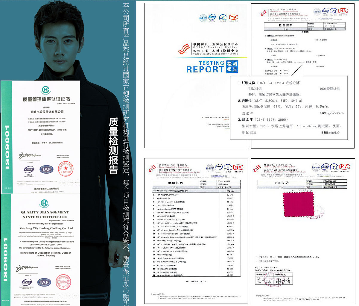 软壳衣定制产品质量证书 软壳衣定制产品质量证书
